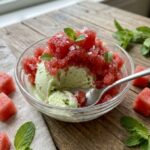 Fresh Mint Ice Cream with Salted Watermelon Granita