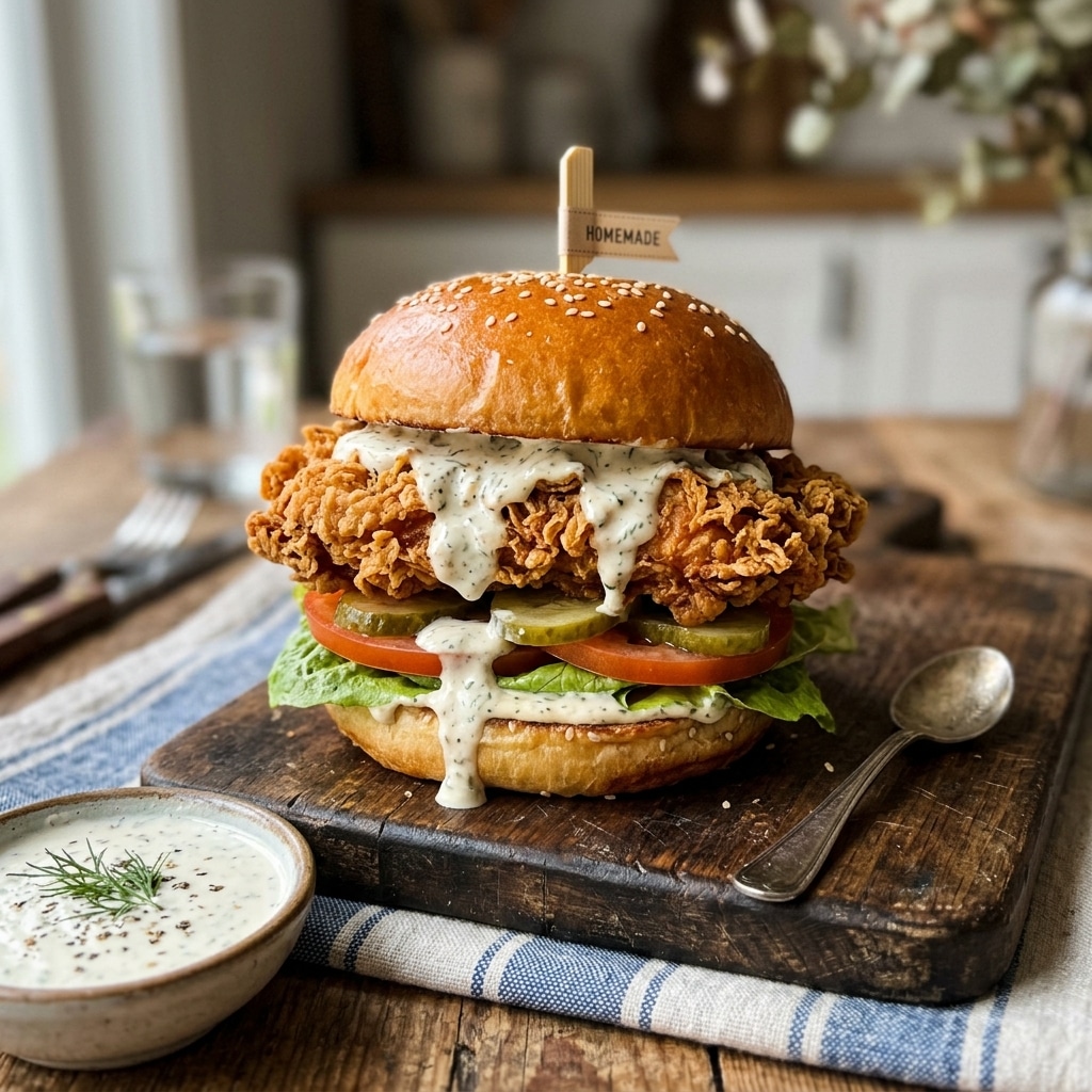 Fried Chicken Sandwiches With Ranch Dressing