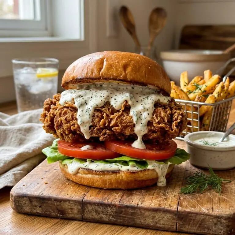 Fried Chicken Sandwiches With Ranch Dressing