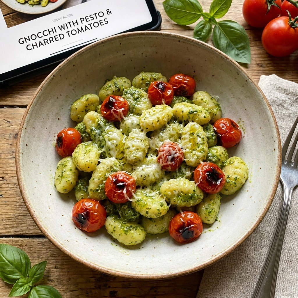 Pesto Gnocchi with Charred Cherry Tomatoes