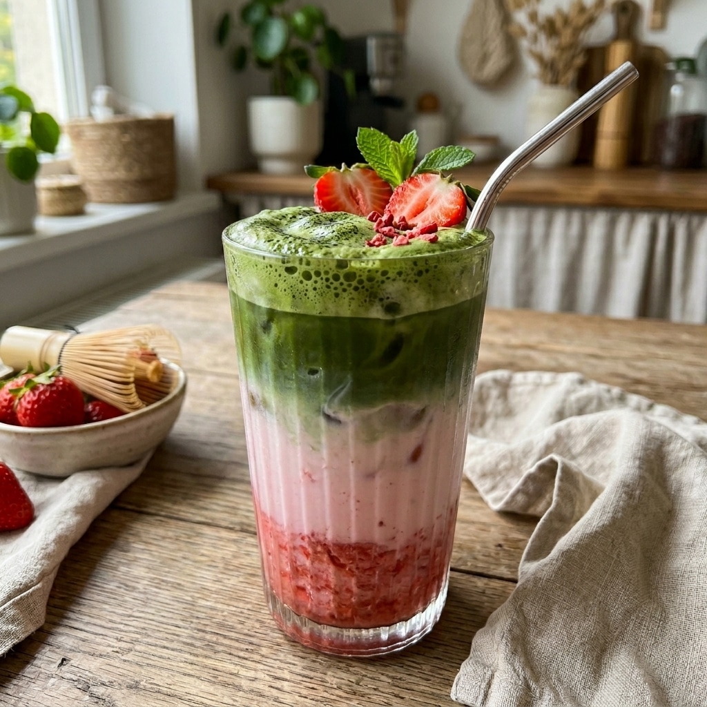 Iced Strawberry Milk Matcha Latte