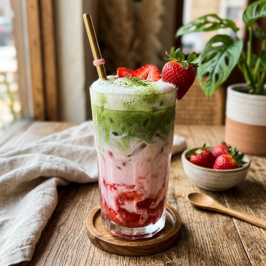 Iced Strawberry Milk Matcha Latte