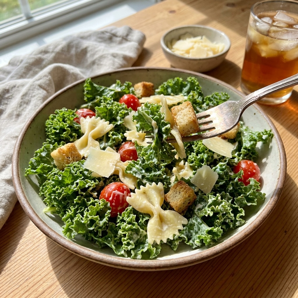Kale Caesar Pasta Salad