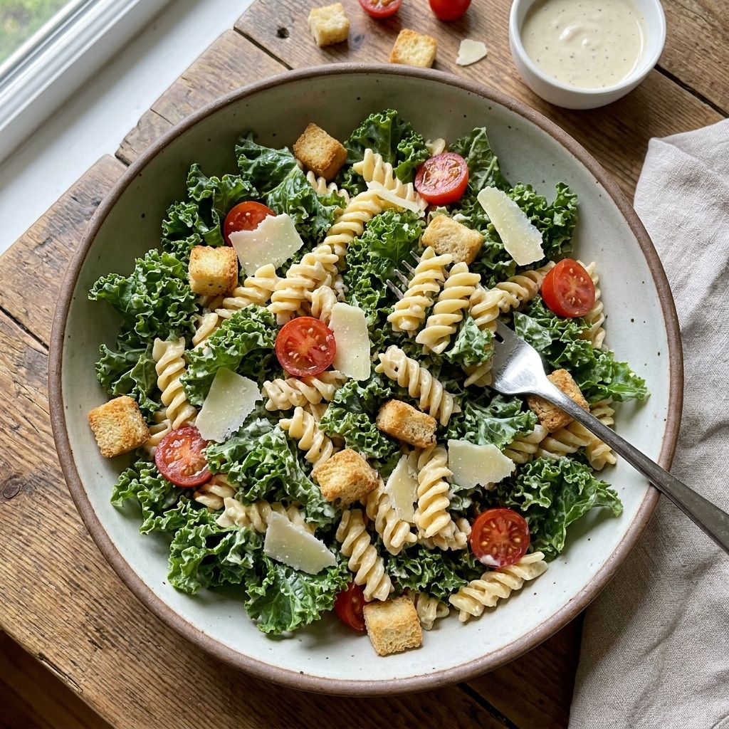 Kale Caesar Pasta Salad