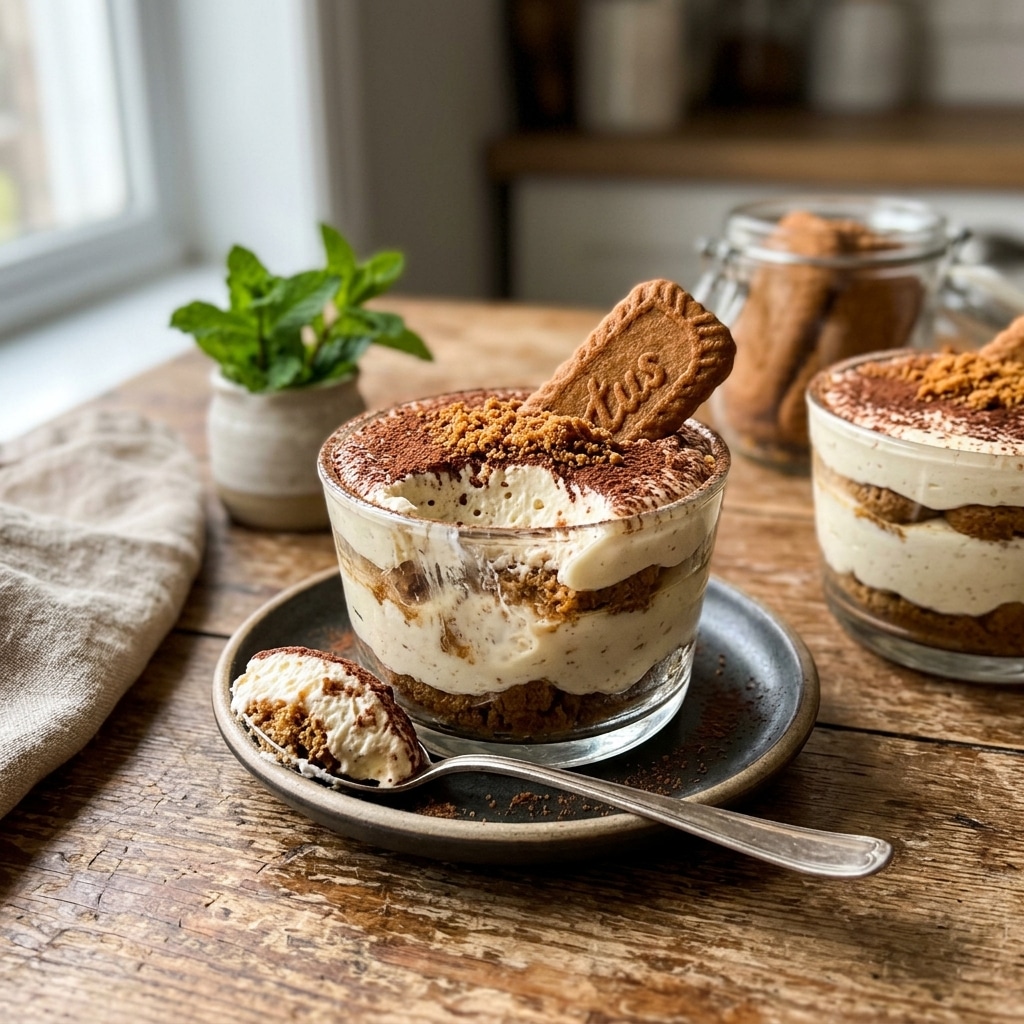 No Bake Biscoff Tiramisu Cups with Greek Yogurt & Mascarpone