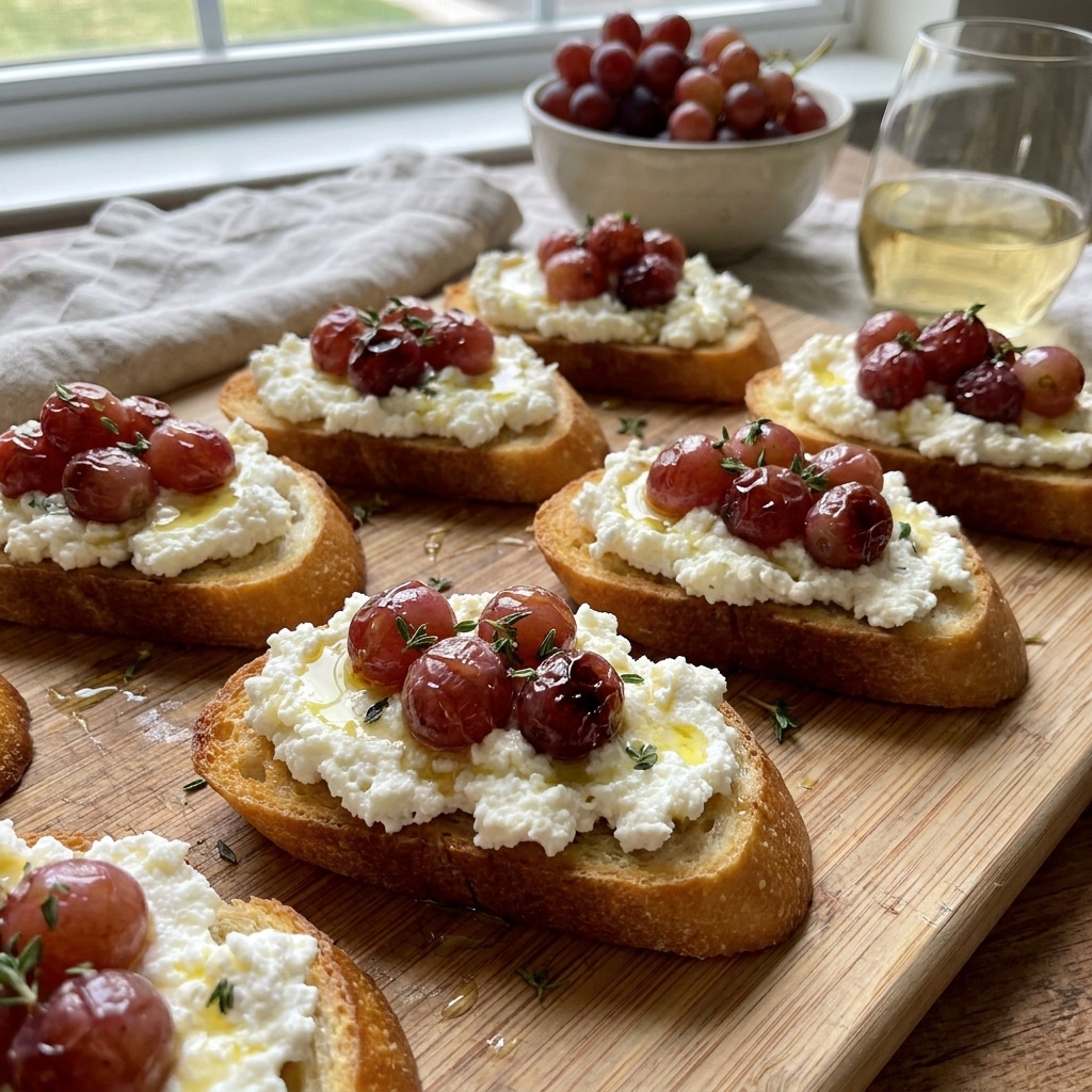 Roasted Grapes and Whipped Feta on Crostini