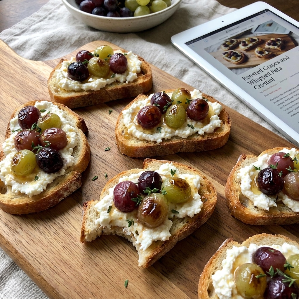Roasted Grapes and Whipped Feta on Crostini
