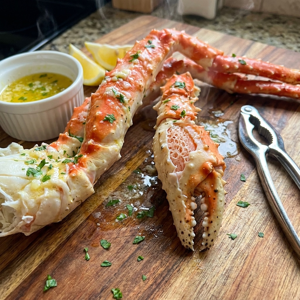 Steamed King Crab Legs with Garlic Lemon Butter