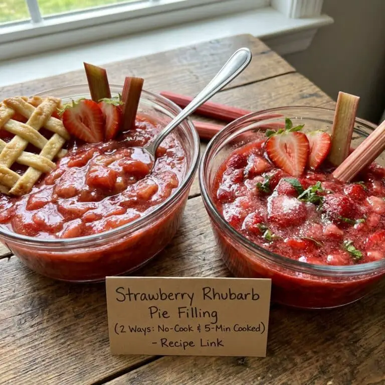 Strawberry Rhubarb Pie Filling (2 Ways: No-Cook and Easy 5 Minute Cooked Recipe)