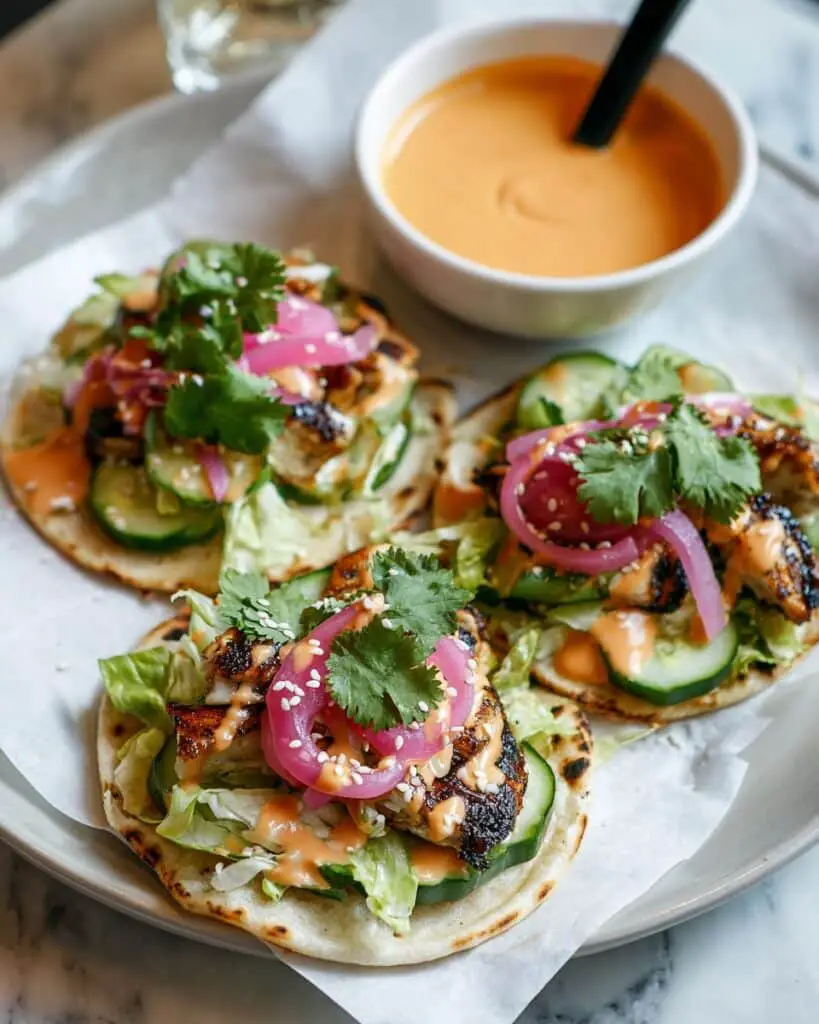 Hot Honey Chicken Flatbreads with Garlic Yogurt Sauce Recipe
