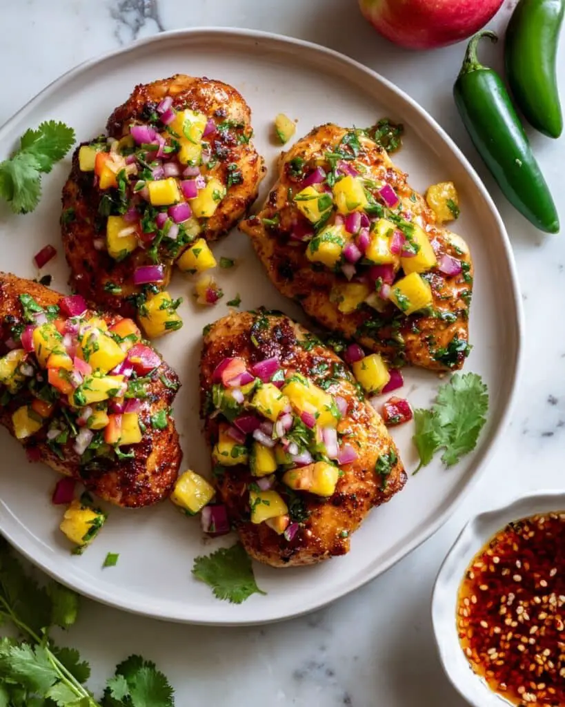 Grilled Hot Honey Chicken with Fresh Peach Salsa Recipe