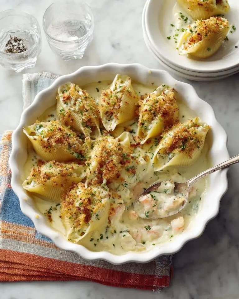 Creamy Baked Seafood-Stuffed Shells with Béchamel Sauce Recipe