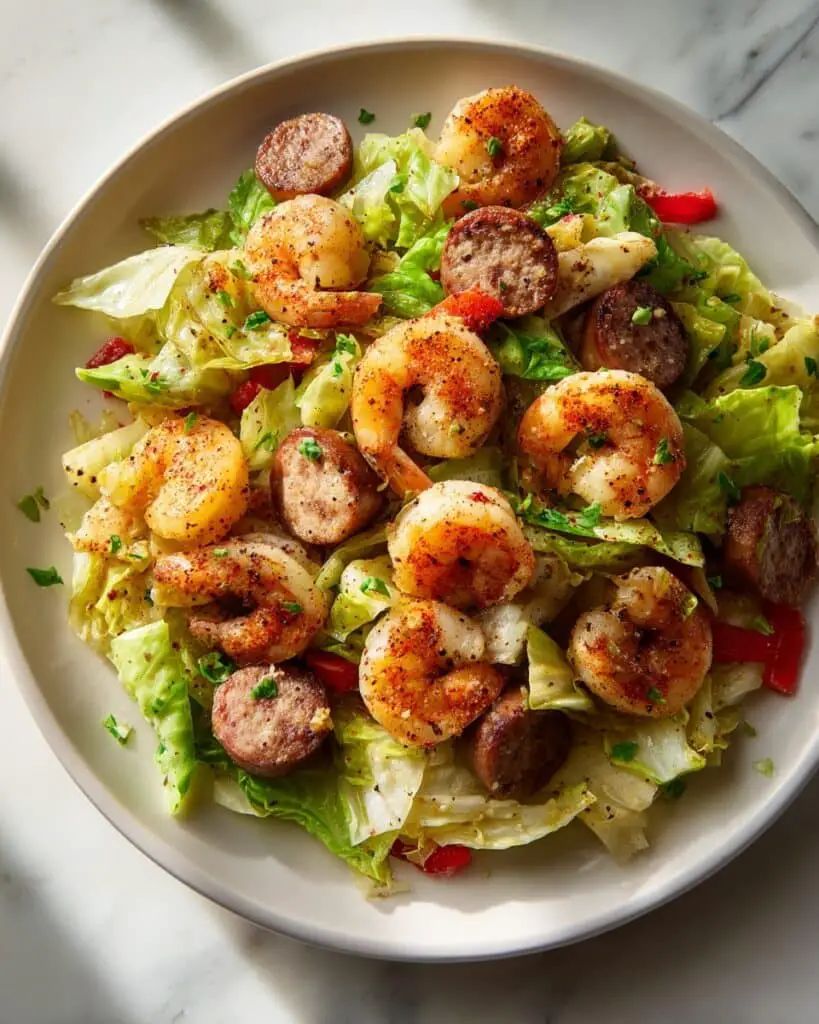 Crockpot Cajun Cabbage, Sausage, and Shrimp Recipe