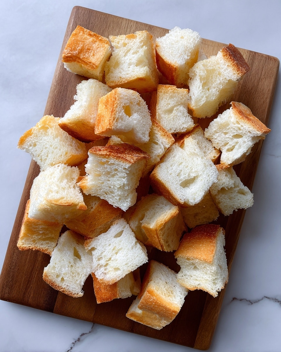 A wooden board holds many small pieces of white bread, all roughly square or rectangular. The bread has a soft, fluffy texture with a light golden-brown crust on the edges. Pieces are piled slightly uneven, showing the soft white inside and the crispier outer crust. The board sits on a white marbled surface. photo taken with an iphone --ar 4:5 --v 7