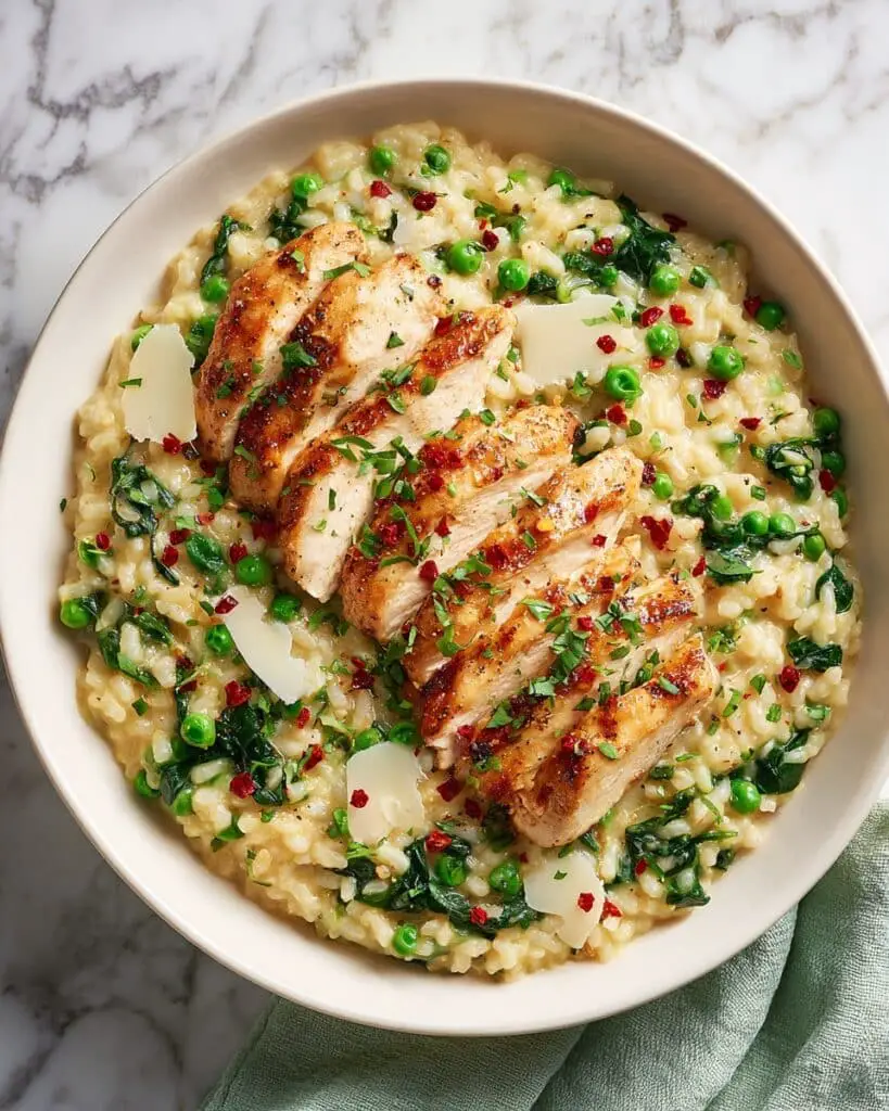 Creamy Lemon Chicken Skillet with Spinach and Peas Recipe
