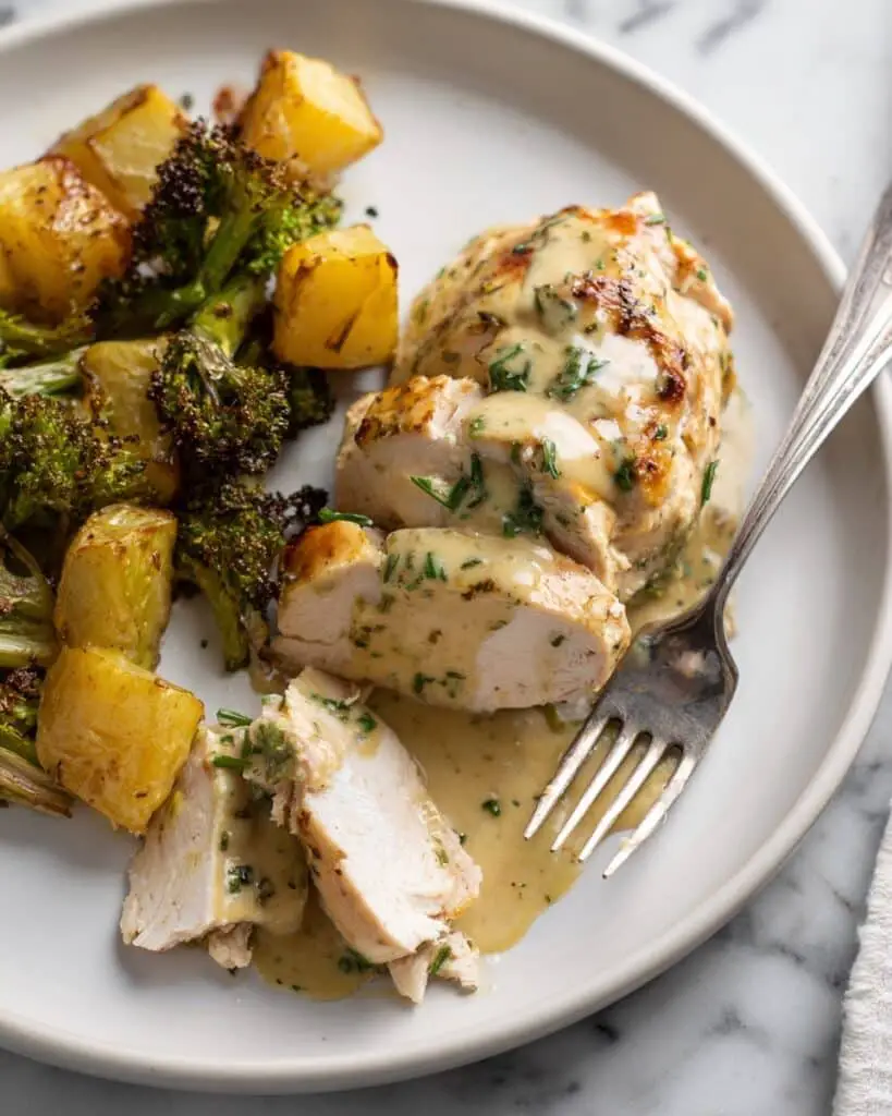 Sheet Pan Honey Mustard Chicken with Roasted Potatoes and Broccoli Recipe