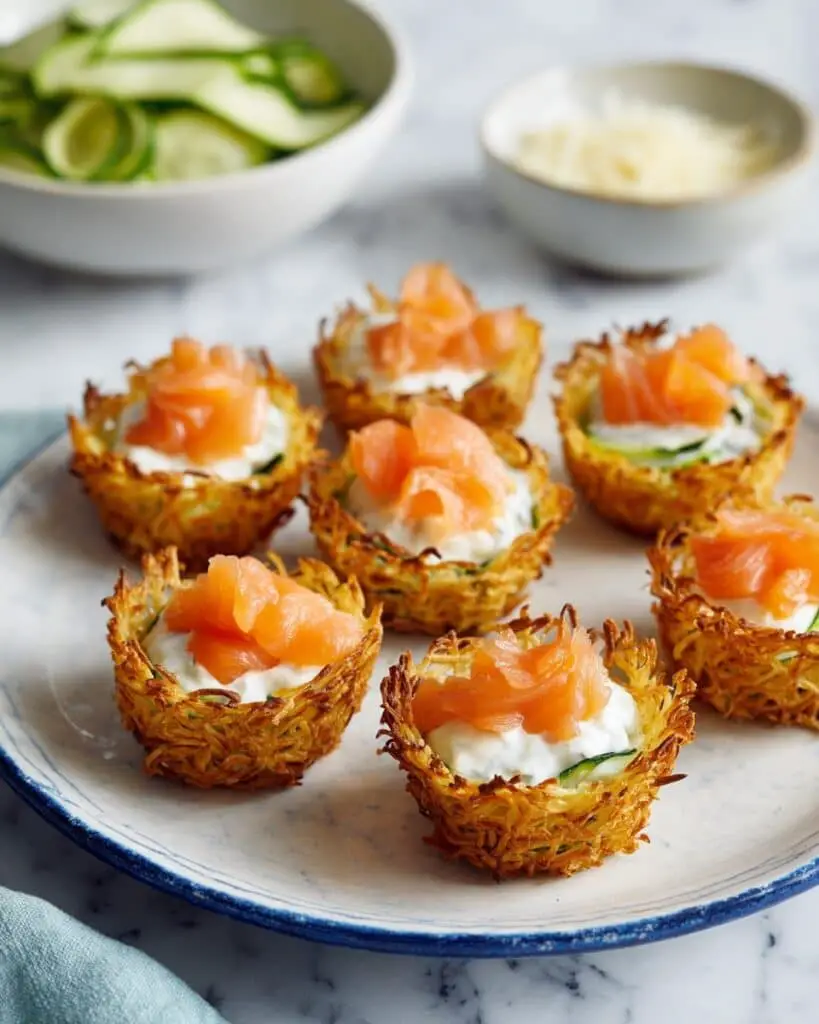 Zucchini Baskets with Ricotta, Smoked Salmon, and Lemon Zest Recipe