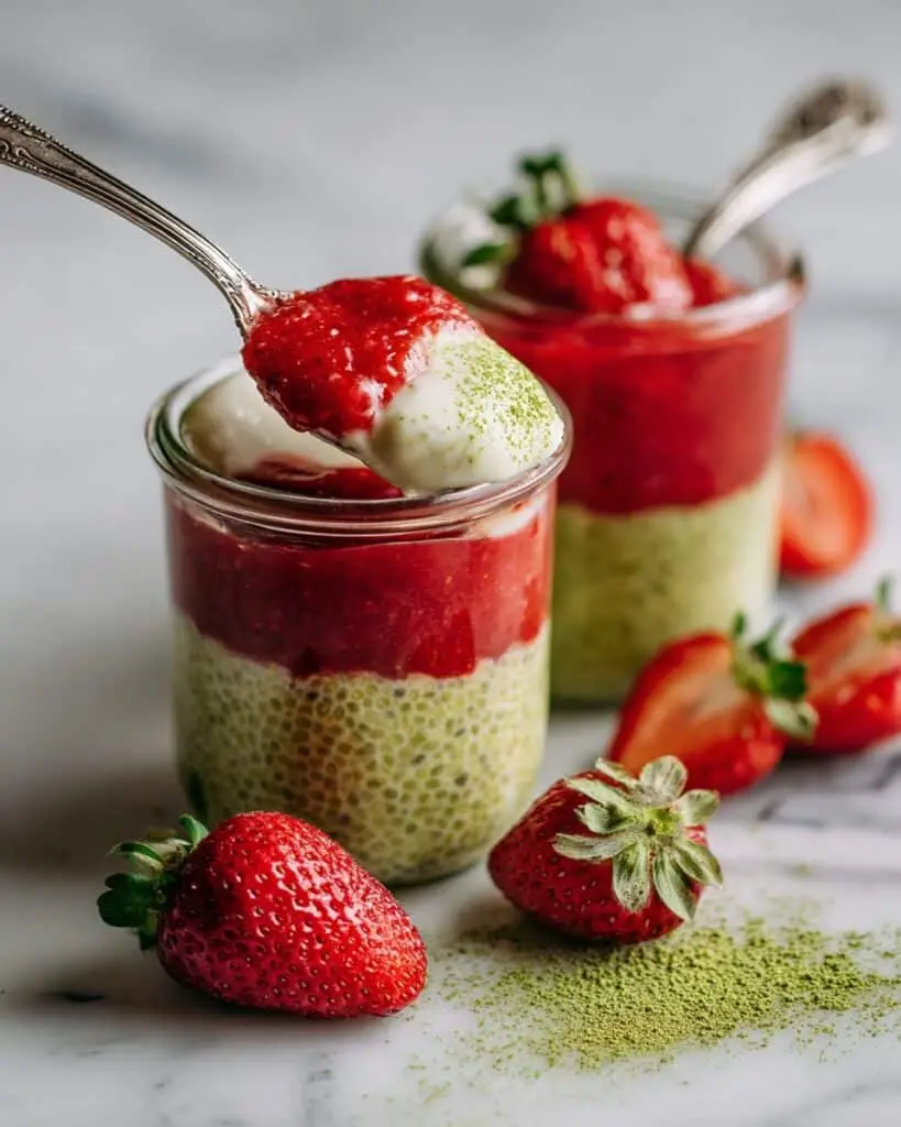 Strawberry Matcha Chia Pudding Recipe