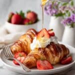 Baked Strawberry and Cream Stuffed Croissant French Toast Recipe