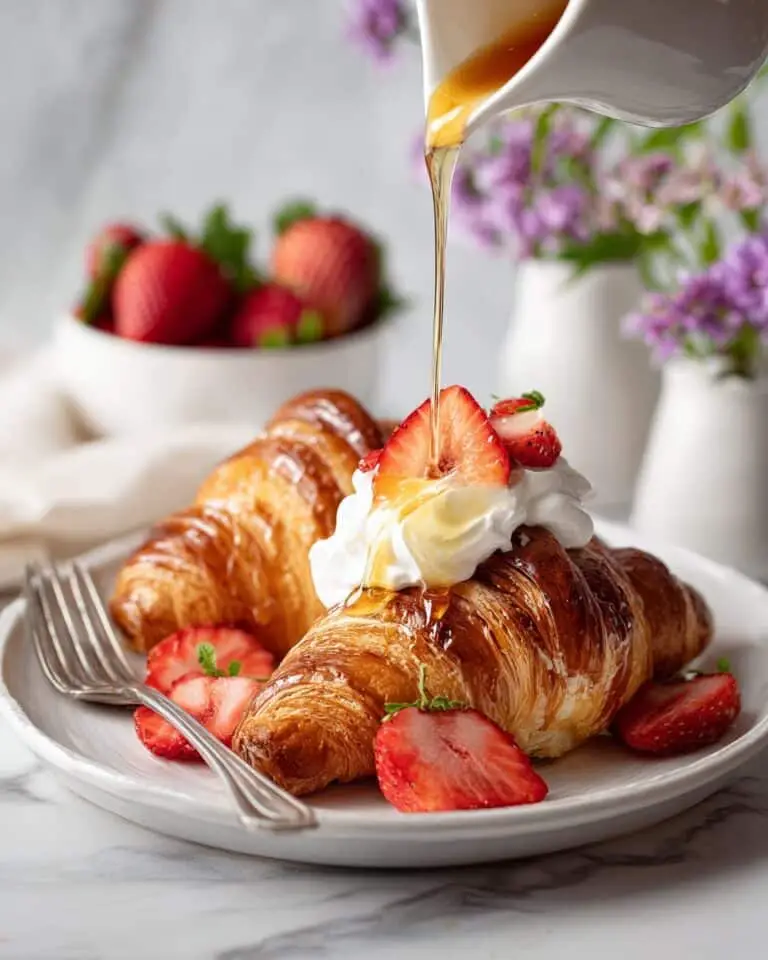 Baked Strawberry and Cream Stuffed Croissant French Toast Recipe