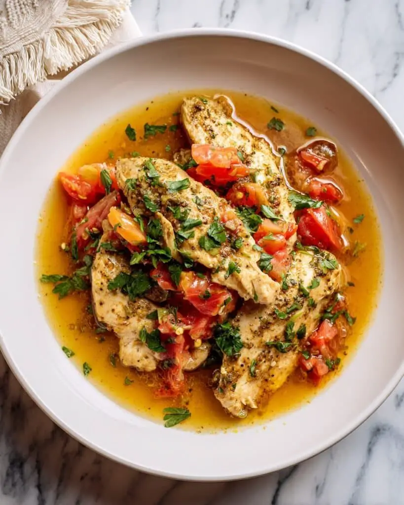 Slow Cooker Tomato Garlic Chicken with Herbs Recipe