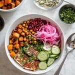 Hot Honey Halloumi & Chickpea Bowls Recipe