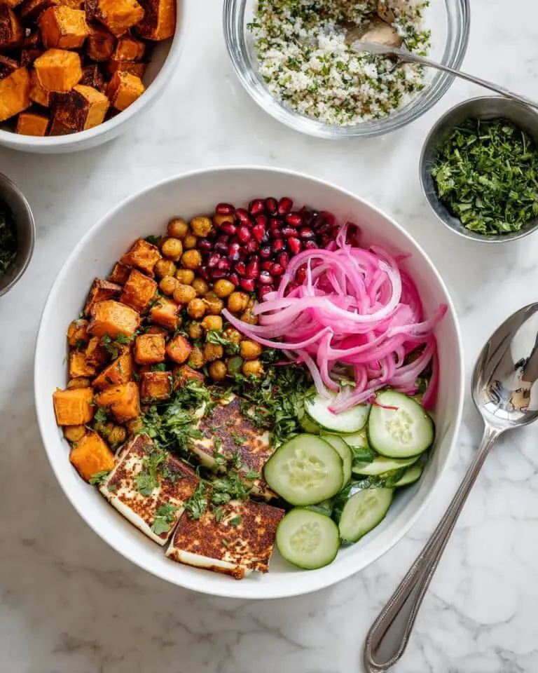 Hot Honey Halloumi & Chickpea Bowls Recipe