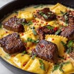 One-Skillet Garlic Butter Steak and Cheese Ravioli Recipe