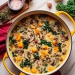 Autumn Butternut Squash and Sweet Potato Soup with Spicy Italian Sausage and Wild Rice Recipe
