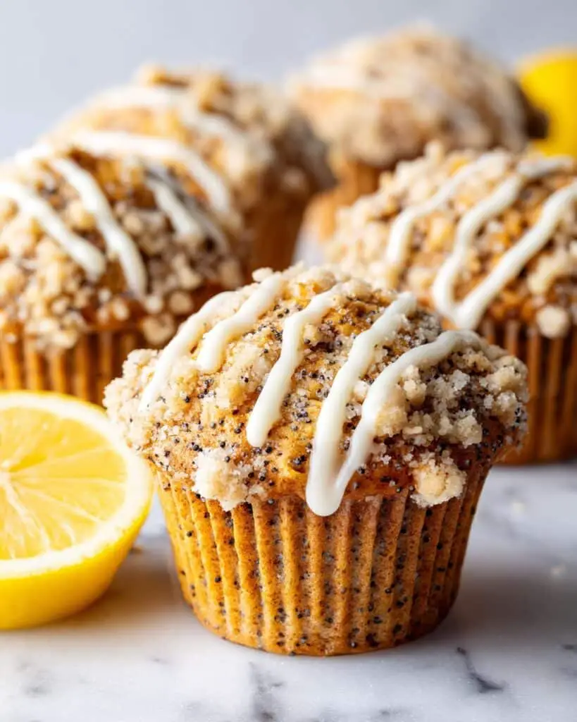 Lemon Poppy Seed Muffins with Lemon Streusel and Glaze Recipe