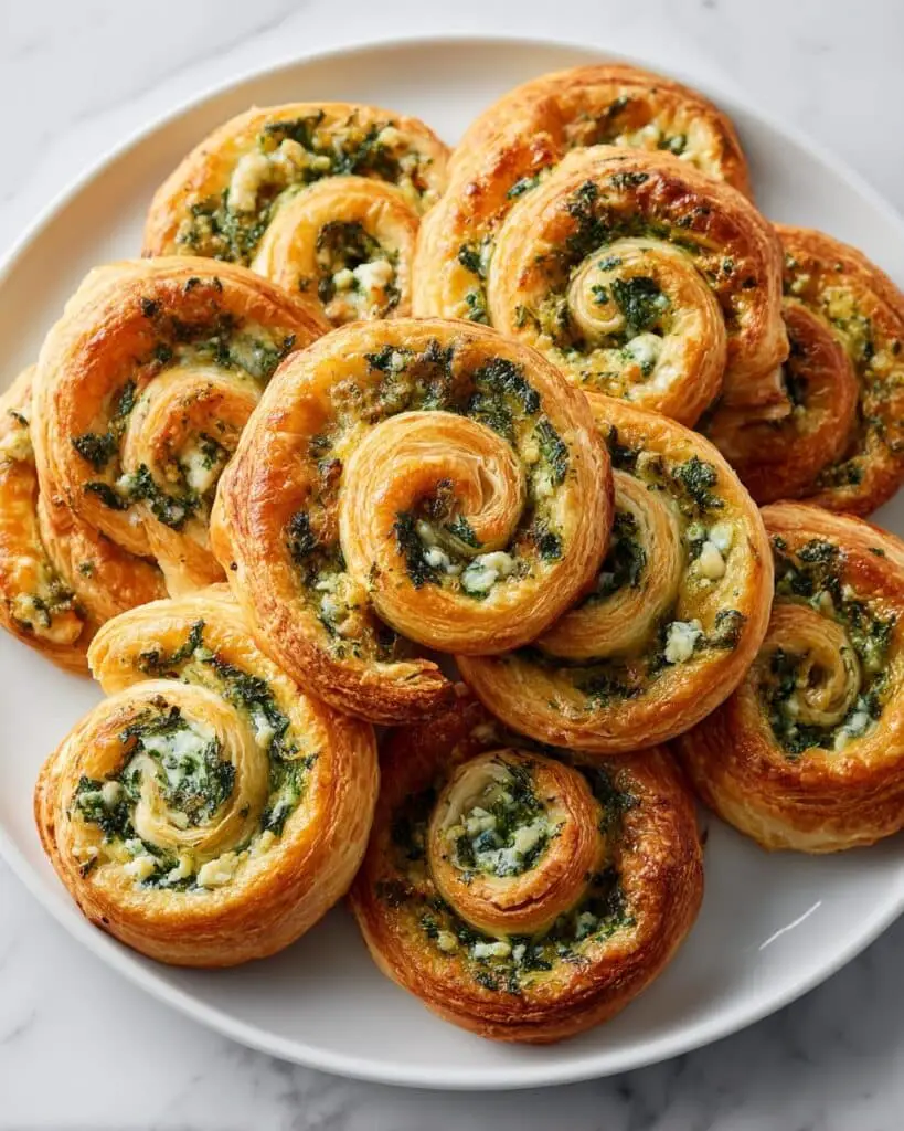 Spinach and Feta Puff Pastry Pinwheels Recipe