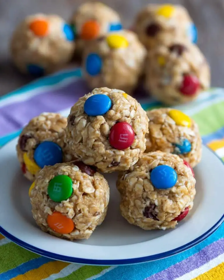 Monster Cookie Oatmeal Peanut Butter Balls with M&Ms Recipe