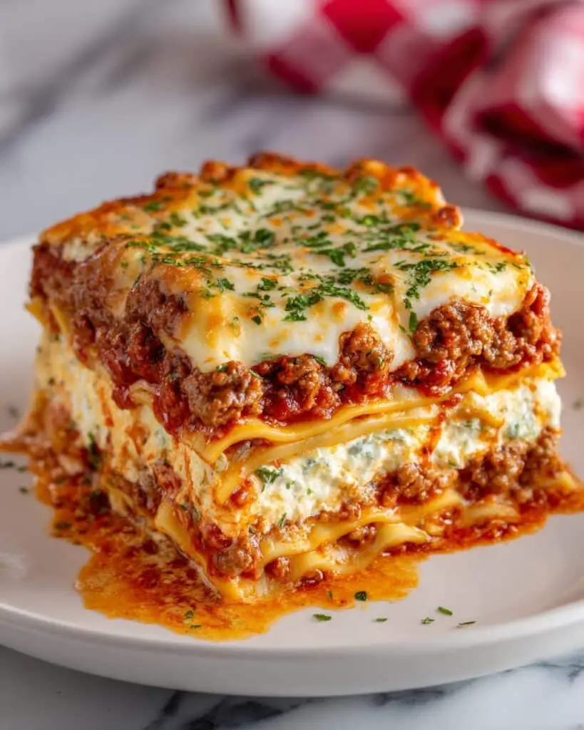 Classic Meat Lasagna with Ricotta and Mozzarella Recipe