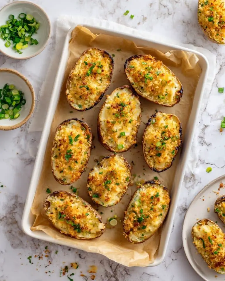 Crispy Potato Skins with Cheddar, Parmesan, and Green Onion Recipe