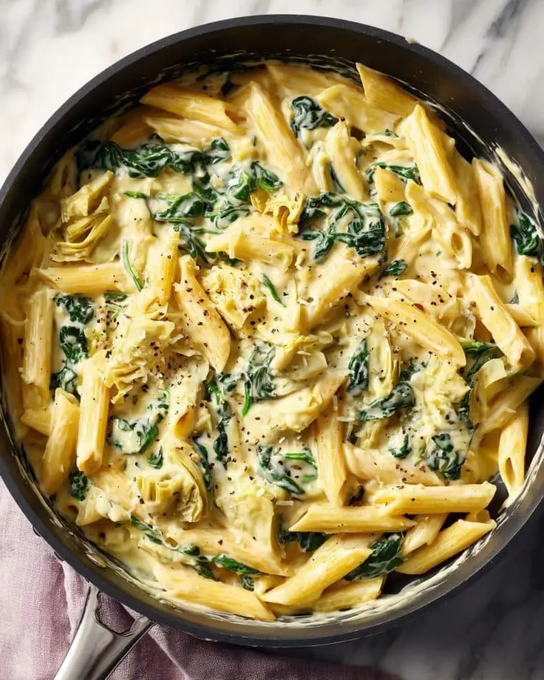 One-Pan Spinach Artichoke Pasta Recipe