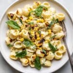 Creamy Corn Pasta with Parmesan and Basil Recipe