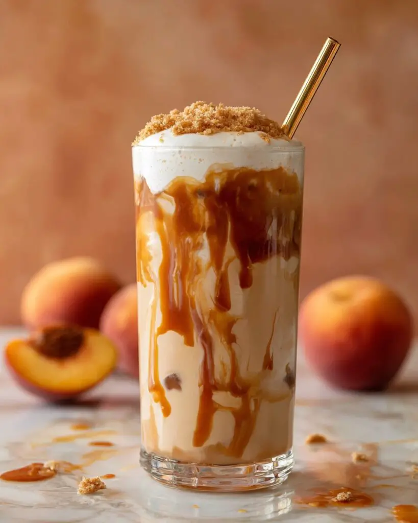 Peach Cobbler Milkshake with Sautéed Peaches and Crispy Crumble Recipe