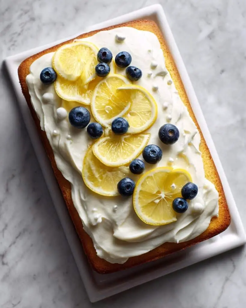 Lemon Blueberry Sheet Cake with Lemon Cream Cheese Frosting Recipe