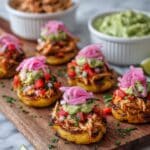 Crispy Smashed Potato Tostadas with Spiced Chicken and Fresh Toppings Recipe