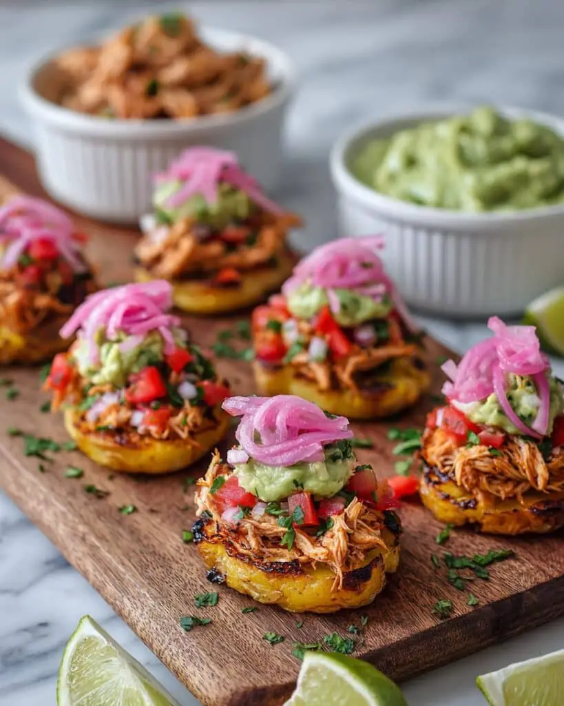 Crispy Smashed Potato Tostadas with Spiced Chicken and Fresh Toppings Recipe