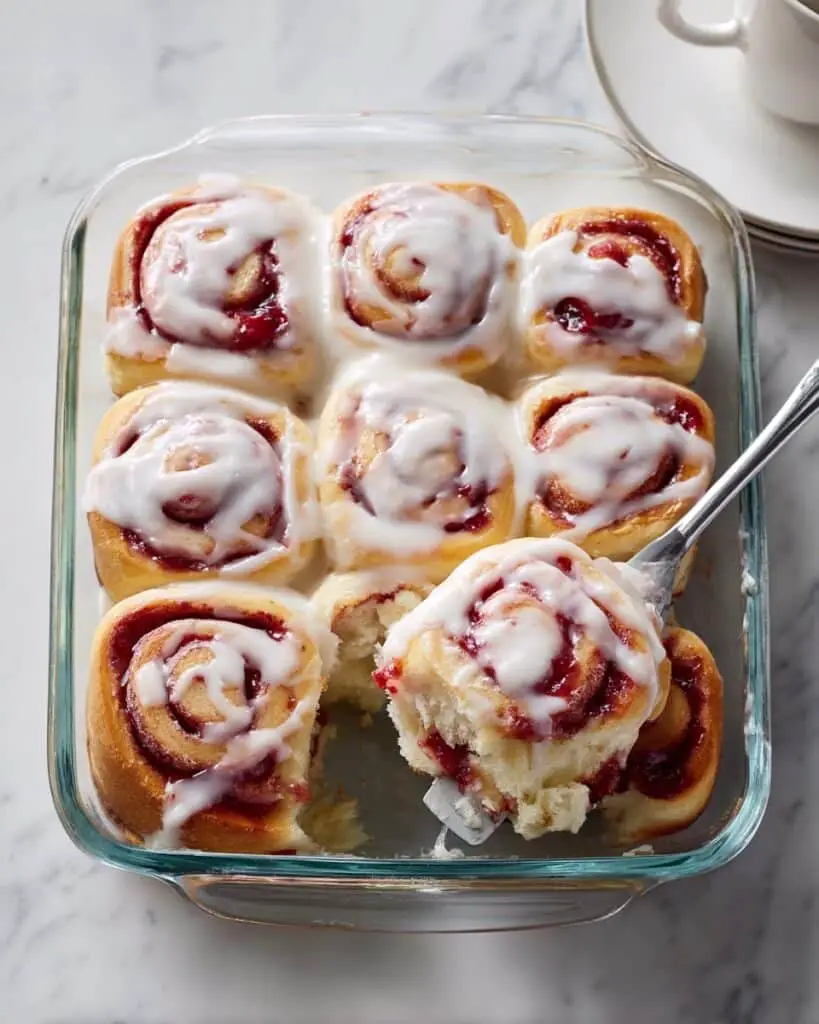 Strawberry Cinnamon Rolls with Cream Cheese Frosting Recipe