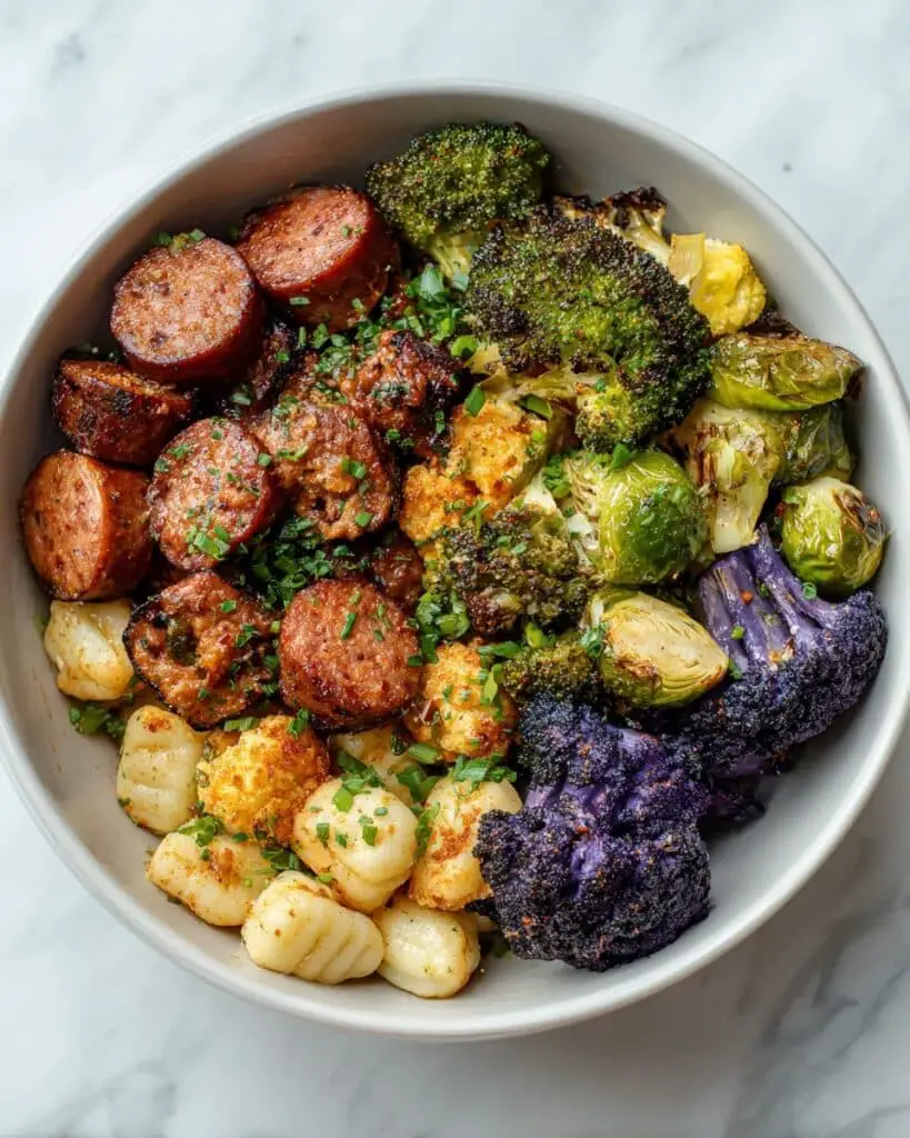 Crispy Sheet Pan Gnocchi with Chicken Sausage and Roasted Vegetables Recipe